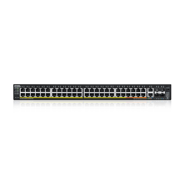 Коммутатор L3 Access Zyxel NebulaFlex Pro XGS2220-54HP, rack 19", 48xRJ-45: 1G PoE+ (8 из них PoE++), 2xRJ-45: 1/2.5/5/10G PoE++, 4xSFP+, бюджет PoE 600 Вт
