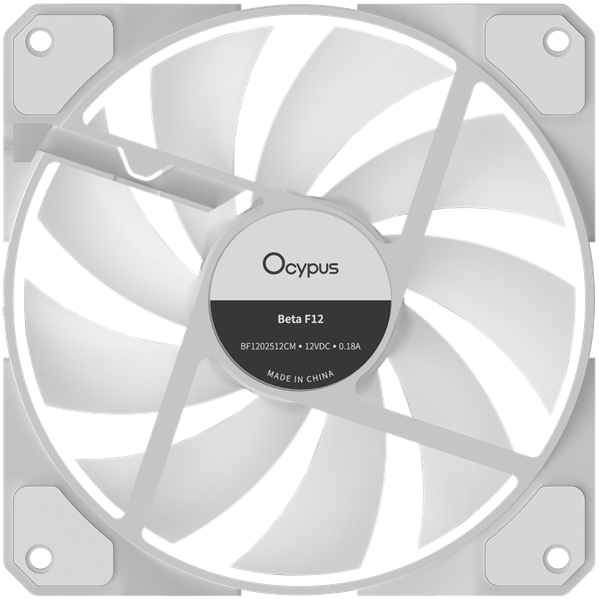 Вентилятор для корпуса Ocypus Beta F12 WH ARGB REVERSE BLADE, 120x120x25mm, 4-PIN PWM, 800-1600 RPM, 29 DBA MAX, HYDRO BEARING