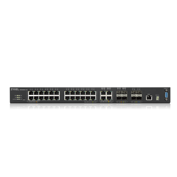 Коммутатор L3 Core коммутатор Zyxel XGS4600-32, rack 19", 24xGE, 4xCombo (SFP/RJ-45), 4xSFP+ , стекируемый (до 4), 2 блока питания в комплекте