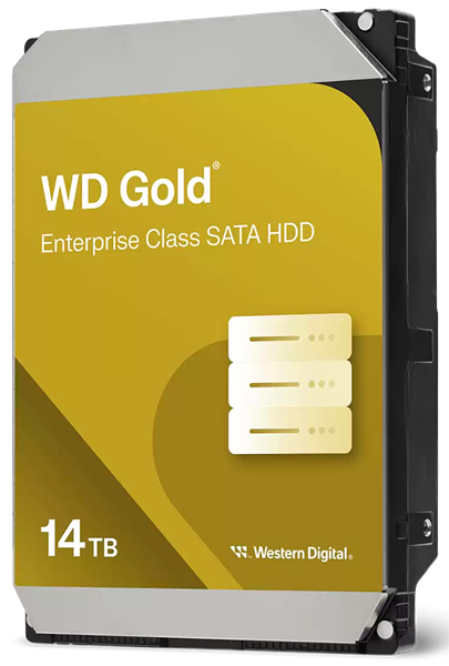 Жесткий диск Western Digital GOLD HDD SATA 14TB, 7200rpm, 512MB buffer, 512e, WD142KRYZ, 1 year