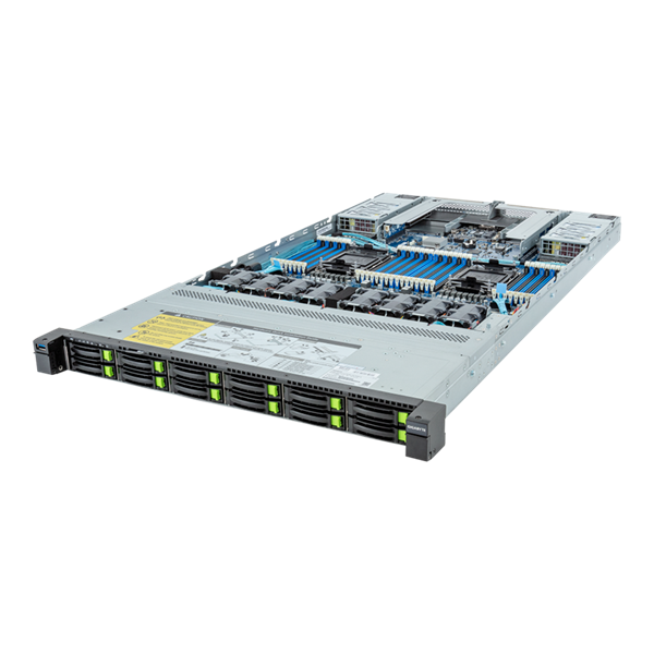Gigabyte Server Platform R183-S96 / 1U / 2xIntel (Gen 4/5) / 2xHS / 32xDIMM / 12xSFF NVME/SAS/SATA / 2xGbE / 2xOCP 3.0 / 2xFHHL / 2x1600W / Rails