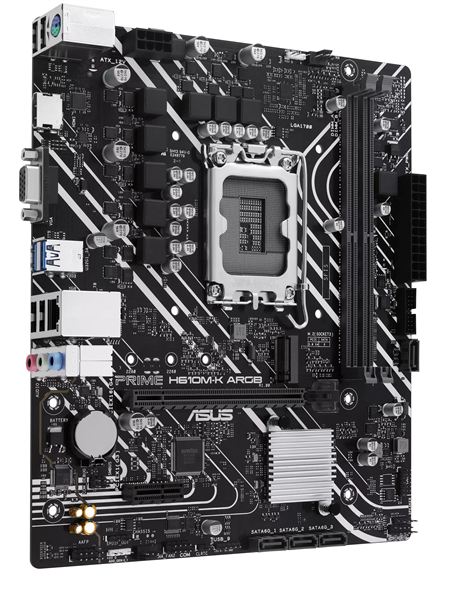 Материнская плата ASUS PRIME H610M-K ARGB, LGA1700, H610, 2*DDR5, 2*DDR5, 4*SATA, 1*M.2, 2*USB 3.2, 4*USB 2.0, 1*PCIx16, 1*PCIx1, VGA+HDMII, mATX