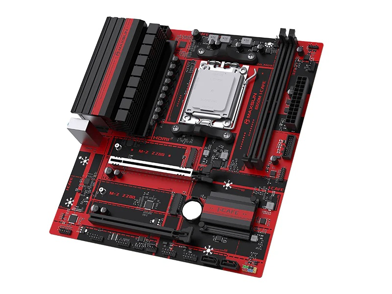Материнская плата MAXSUN MS-B650M I-CAFE, AM5, B650, 2*DDR5, 2*SATA3, 2*M.2, USB 3.2, USB 2.0, 2*PCIEx16, HDMI, mATX