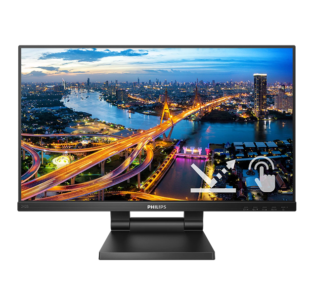 Монитор 23,8" Philips 242B1TC Touch 1920x1080 WLED 16:9 IPS 250cd, 4ms, 1000:1, 50M:1, 178°/178°, VGA, HDMI, DP, USB Hub: 3*USB3.2, Speakers, 75Hz, Tilt, Height, Internal, VESA, Black, 3y