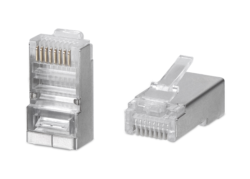 Коннектор Cabeus 8P8C-SH Коннектор RJ-45 под витую пару, категория 5e, экранированный,для проводников с толщ. по изол. до 1,05 мм