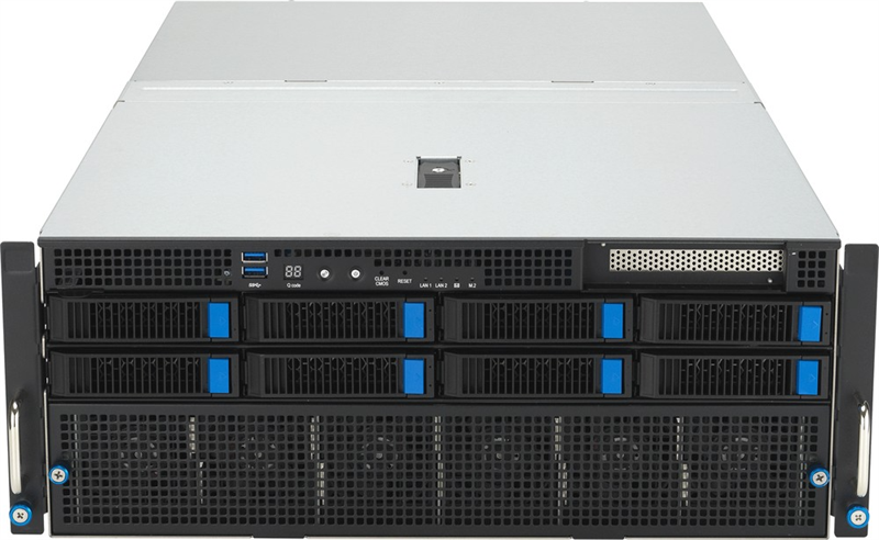ASUS ESC8000-E11-SKU1 4U, 2x LGA4677, 32x DDR5, 8x SATA/SAS*, 1x M.2 (22110), 1x PCIex8 for HBA/RAID, 8x PCIex16 for dual-slot GPU, 1x PCIex16 for NIC card, 1x PCIex8 for NIC card, 2x 10Gbe, 4x 3000W