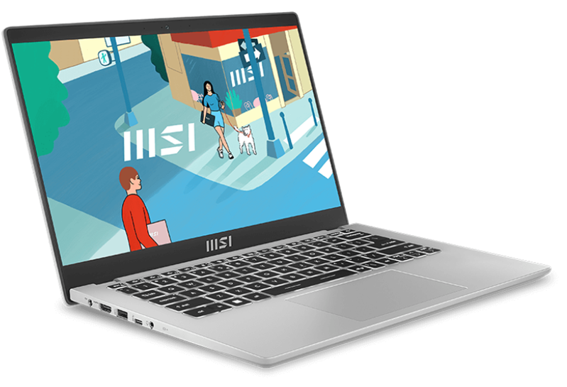 Modern 14 Core i7-1355U 14" FHD (1920*1080), 60Hz IPS Onboard DDR4 16GB Iris Xe Graphics 512GB SSD 3 cell (39.3Whr) 1.6kg backlight (White) DOS,1y Urban Silver,KB Eng/Rus