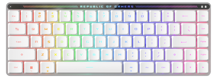Клавиатра ASUS FALCHION RX LP, 2.4 GHz RF, Bluetooth, 65%, PBT, White