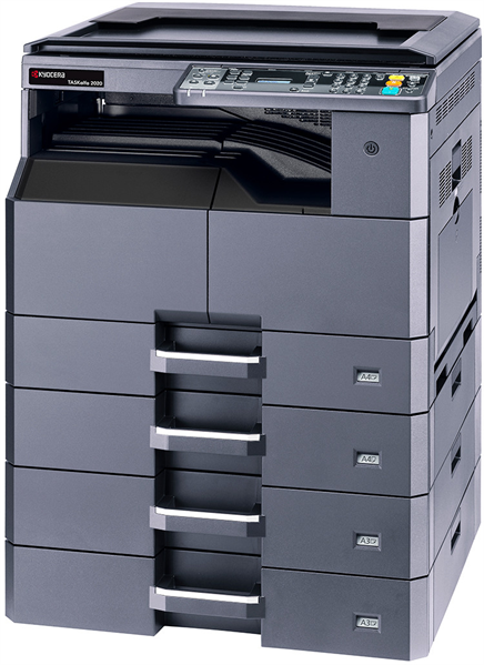 мфу Kyocera TASKalfa 2020 (P/S/C, черно-белая печать, А3, 20 стр/мин, 600 x 600 dpi, duplex, 256 МБ, USB, старт.тонер - да, 3.000, ориг.тонер TK-4140~16.000 , альт. 1102ZR3NL0)