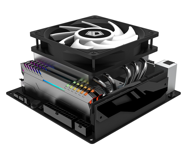 Кулер для процессора ID-COOLING IS-50 MAX RGB V3 LGA1700/1200/115X/AM5/AM4 низкопрофильный высота 77mm (27шт/кор, TDP 130W, PWM, 5 тепл.трубок, RGB FAN 120mm) BOX