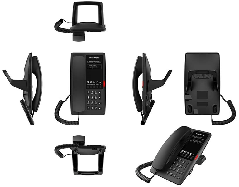 Отельный SIP-Телефон Fanvil H4W, 2 SIP-акк., POE, БП в комп., 1x100 Mbps, Wi-Fi 6, Чёрный, 5 прог. клав. (незначительное повреждение коробки)