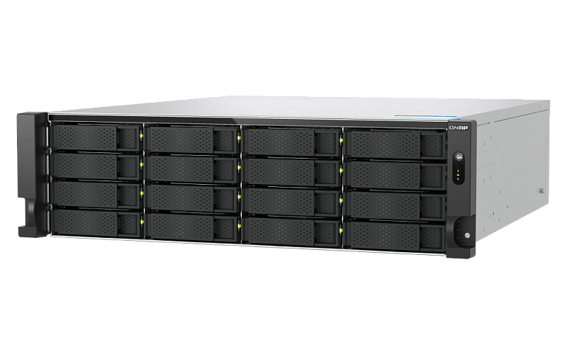 система хранения данных QNAP ENTERPRISE 3U/16bay 8C 5,3GhzCPU/32Gb(up128)/upto 112HDD with TL-R1620Sep/SATA(3,5" 2,5")/2xUSB3.2/3xExp.slot/2x2.5GbE 2X10Gb(BASE-T)/iSCSI/2xPS/no rail(RAIL-B02)/5YW TS-h1677AXU-RP-R7-32G-EU-RU