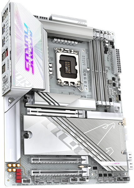 Материнская плата GIGABYTE Z890 AORUS PRO ICE, LGA1851, Z890, 4*DDR5, 4*SATA, 5*M.2, 4*USB 3.2, 4*USB 2.0, 2*Type-C, 3*PCIx16, 3*PCIx1, ATX