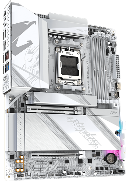 Материнская плата GIGABYTE X870 AORUS ELITE X3D ICE, AM5, X870, 4*DDR5, 2*SATA, 4*M.2, 6*USB 3.2, 1*USB 2.0, 2*Type-C, 3*PCIx16, HDMI, ATX