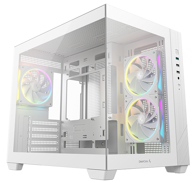 корпус Deepcool CG330 3F WH без БП, боковое окно (панорама), 3x120mm ARGB PWM вентилятора, белый, mATX (R-CG330-BKNGM3-G)