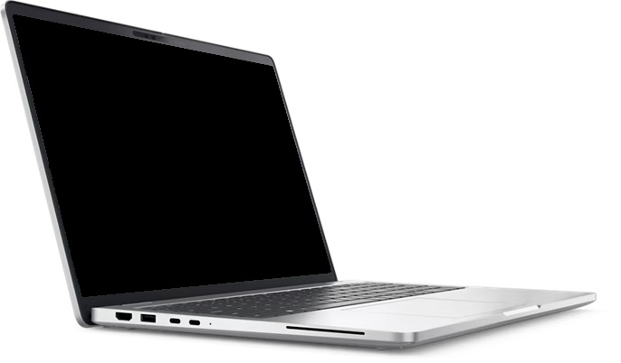 ноутбук DELL 16 Pro Plus Ultra 7 266V 16” 16:10 FHD+ (1920 x 1200),120Hz,IPS,Non-Touch, AG,300 nit,16GB LPDDR5,1TB SSD Intel Arc graphics,Backlit,FPR,3cell 55Wh,2y,Linux,1,9kg,Silver,KB Eng/Rus