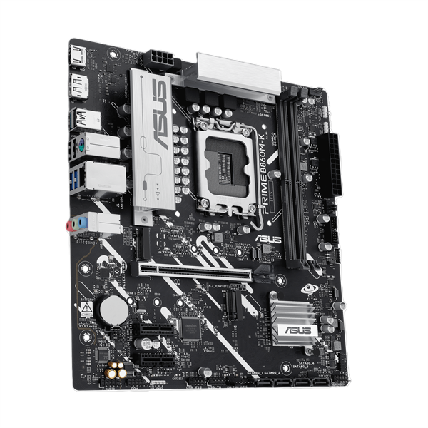 Материнская плата ASUS PRIME B860M-K, LGA1851, B860, 2*DDR5, 4*SATA, 2*M.2, 3*USB 3.2, 3*USB 2.0, 1*PCIx16, 2*PCIx1, DP+HDMI, mATX; 90MB1JT0-M0EAY0