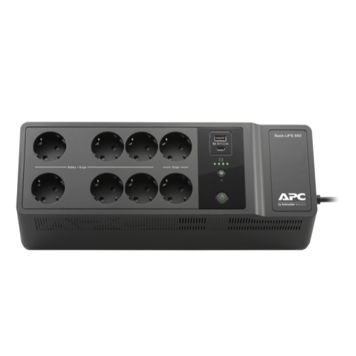 Источник бесперебойного питания APC Back-UPS ES 850VA/520W, 230V, 8 Schuko (2 Surge & 6 batt.), USB, USB charge(type A,C), Data/DSL protect.,(BE700G-RS, BE850G2-RS analogue), 1 year warranty (существенное повреждение коробки)