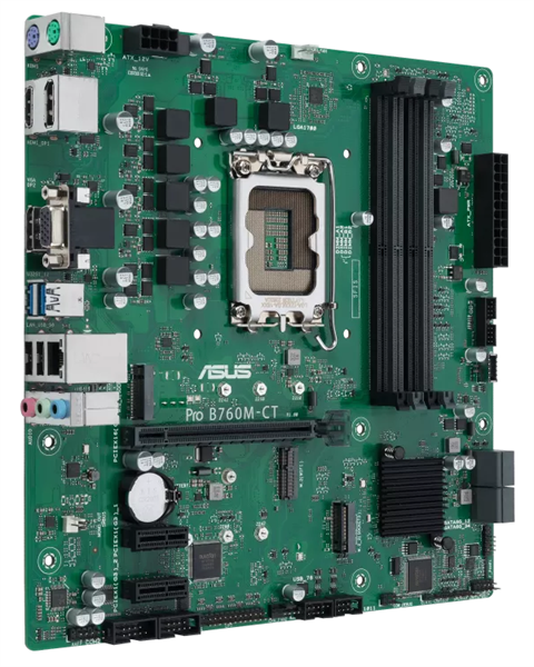 Материнская плата ASUS PRO B760M-CT-CSM, LGA1700, B760, 4*DDR5, 4*SATA, 2*M.2, 2*USB 3.2, 2*USB 2.0, 1*PCIx16, 2*PCIx1, DP+HDMI+VGA, mATX; 90MB1DY0-M1EAYC