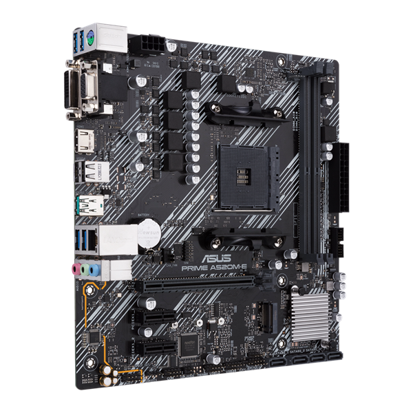 Материнская плата ASUS PRIME A520M-E/CSM, AM4, A520, 2*DDR4, 4*SATA, 1*M.2, 5*USB 3.2, 2*USB 2.0, 1*PCIx16, 2*PCIx1, DVI-D+D-Sub+HDMI, mATX; 90MB1510-M0EAYC