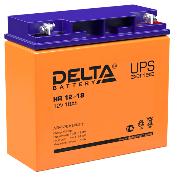 Аккумуляторная батарея Delta Аккумуляторная батарея для ИБП HR 12-18 (12V / 18Ah) (4614010180005)
