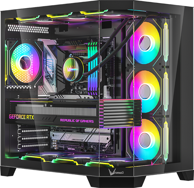 корпус Formula V Line Crystal Z6 Black, ATX, Left & Front & Bevel side Tempered Glass, TYPE-C*1, USB3.0*2
