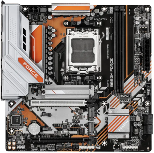 Материнская плата GIGABYTE B850M FORCE, AM5, B850, 2*DDR5, 4*SATA, 3*M.2, 3*USB 3.2, 2*USB 2.0, Type-C, 2*PCIx16, 1*PCIx1, DP+HDMI, mATX
