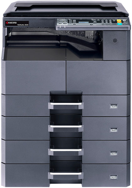 мфу Kyocera TASKalfa 2020 (P/S/C, черно-белая печать, А3, 20 стр/мин, 600 x 600 dpi, duplex, 256 МБ, USB, старт.тонер - да, 3.000, ориг.тонер TK-4140~16.000 , альт. 1102ZR3NL0)