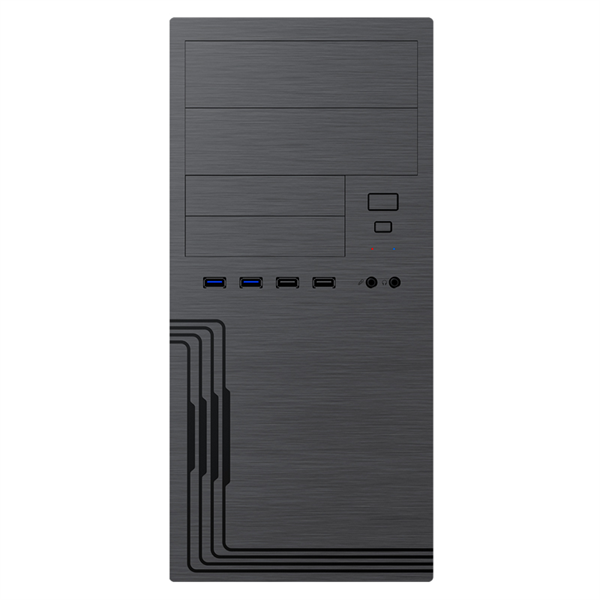 корпус MiniTower Powerman ES555 Black PM-450ATX U3*2+TypeC*2+2*combo Audio; intrusion switch; Extra 2xHDD cage; mATX