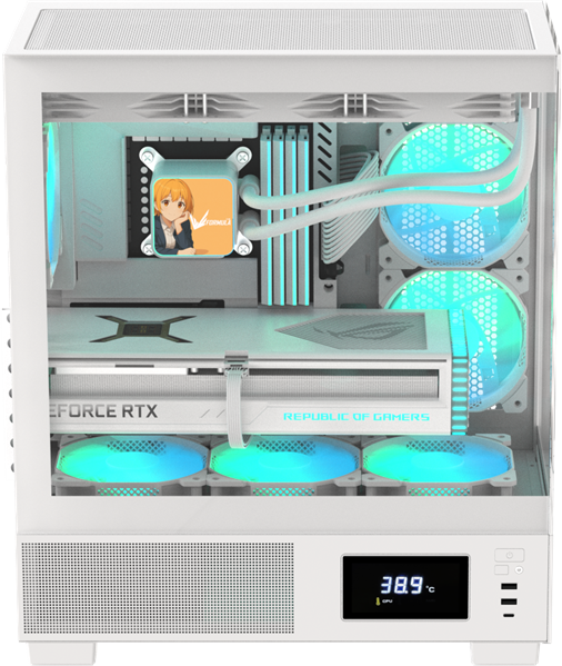 Корпус Formula V Line Crystal E1 White, ATX, TYPE-C*1, USB3.0*2, Switch Display Panel