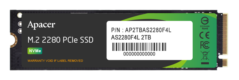 Твердотельный накопитель Apacer SSD AS2280F4L 2TB M.2 2280 PCIe Gen5x4, R10500/W8700 Mb/s, 3D NAND, MTBF 1.5M, NVMe, 1200TBW, Retail, 5 years (AP2TBAS2280F4L-1)