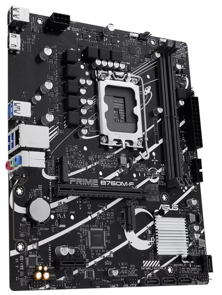 материнская плата ASUS PRIME B760M-F, LGA1700, B760, 2*DDR5, 4*SATA, 2*M.2, 4*USB 3.2, 2*USB 2.0, 1*PCIx16, 1*PCIx1, HDMI+DP, mATX; 90MB1IK0-M0EAY0