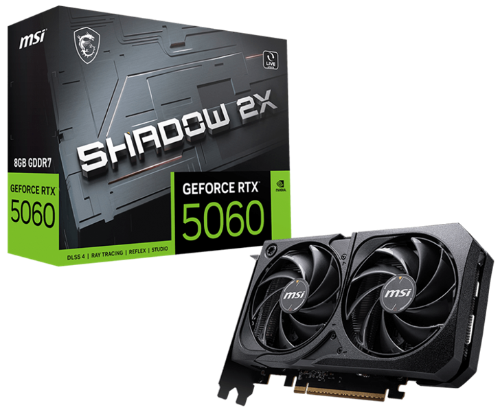 Видеокарта MSI RTX 5060 8G SHADOW 2X//RTX 5060, HDMI, DP*3, 8G, D7