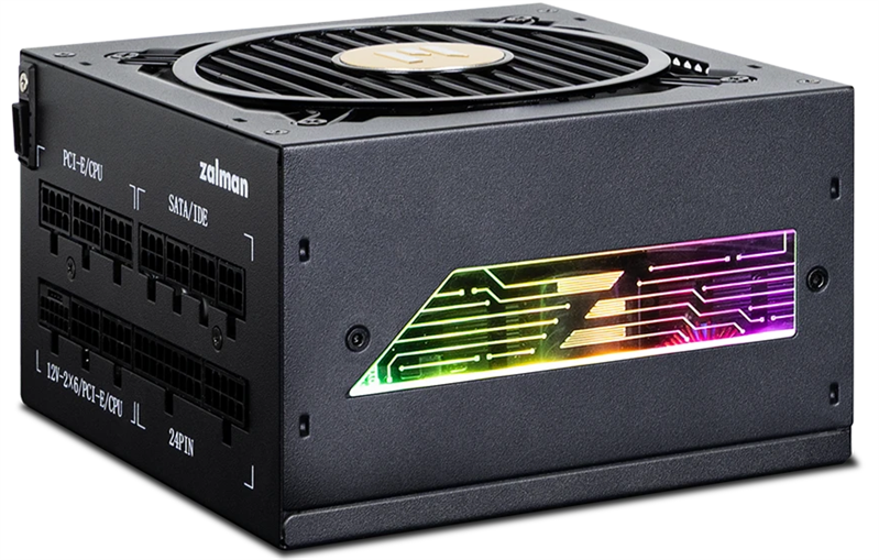 Блок питания Zalman ZM1000-TMX2 VIEW, 1000W, ATX12V v3.0, APFC, 12cm Fan, 80+ Gold Gen5, Full Modular, side ARGB lights, Retail