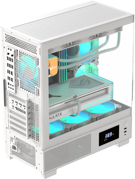 Корпус Formula V Line Crystal E1 White, ATX, TYPE-C*1, USB3.0*2, Switch Display Panel