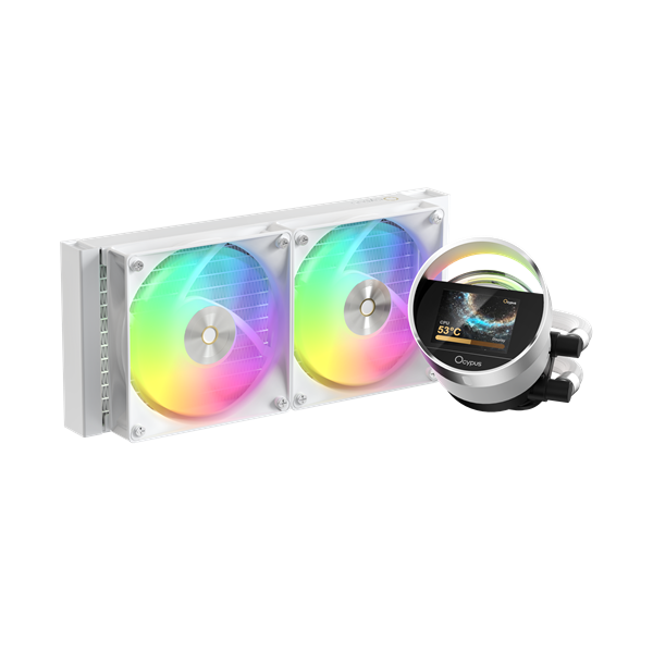 Система водяного охлаждения Ocypus Sigma L24 WH ARGB, 240mm, LCD Pump 2.4", 2x120mm ARGB fans, LGA115X/1200/1700/18XX, AM4/AM5