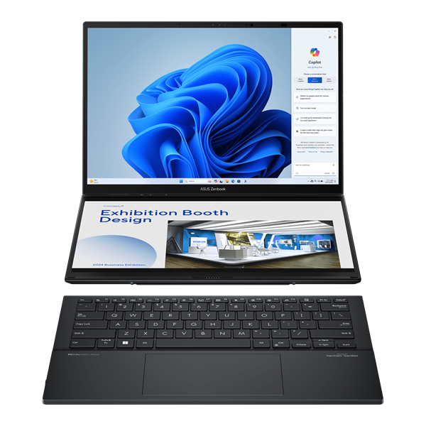 ASUS Zenbook Duo OLED UX8406MA-QL338W Intel® CoreUltra 7 155H 1.4 GHz LPDDR5X 16GB 1TB PCIE G4 SSD 14" OLED WUXGA BEND GLARE TOUCH(OGM),400NITS(HDR),DCI-P3:100% WIN11 HOME Inkwell Gray