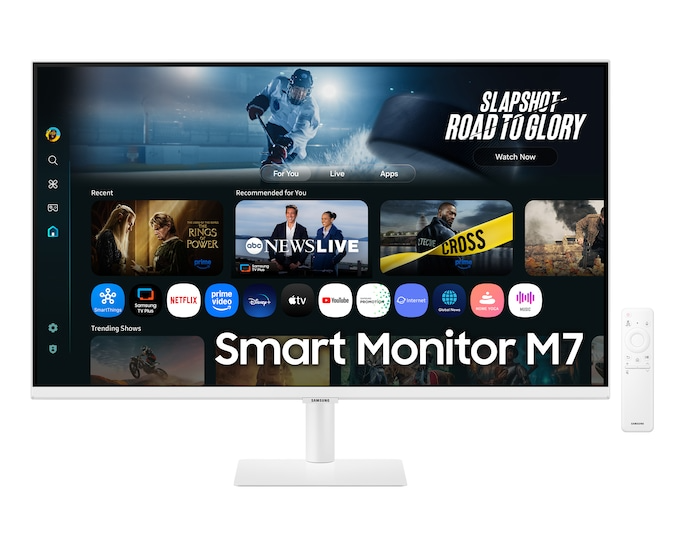 Монитор Samsung 32" Smart monitor M7 S32FM703UI (VA 16:9 3840x2160x60Hz 4ms 300cd 3000:1 178/178 1млрд HDMI USB-C(65W) 2*USB 2.0 Spk10W Tizen HDR10+ sRGB 99% Tilt WiFi5 BT5.2 VESA White ПультДУ)