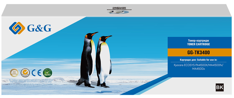 Тонер-картридж G&G toner cartridge для Kyocera ECOSYS PA4500X/MA4500ifx/MA4500x 12 500 стр. TK-3400 1T0C0Y0NL0 с чипом гарантия 36 мес.