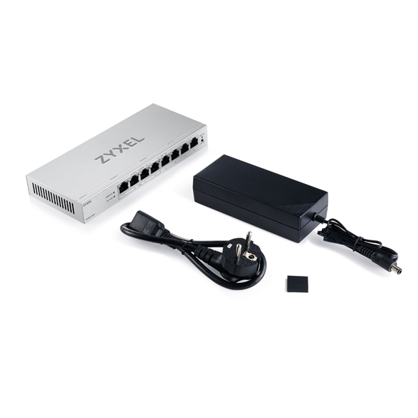 Коммутатор Web Smart L2 коммутатор Zyxel GS1200-8HPv3, 8xGE (4xPoE+), бюджет PoE 68 Вт, настольный, бесшумный