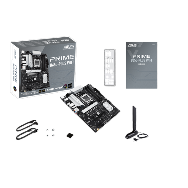 Материнская плата ASUS PRIME B650-PLUS WIFI, AM5, B650, 4*DDR5, 4*SATA, 2*M.2, 6*USB 3.2, 2*USB 2.0, 3*PCIx16, 2*PCIx1, DP+HDMI, ATX; 90MB1KP0-M0EAY0
