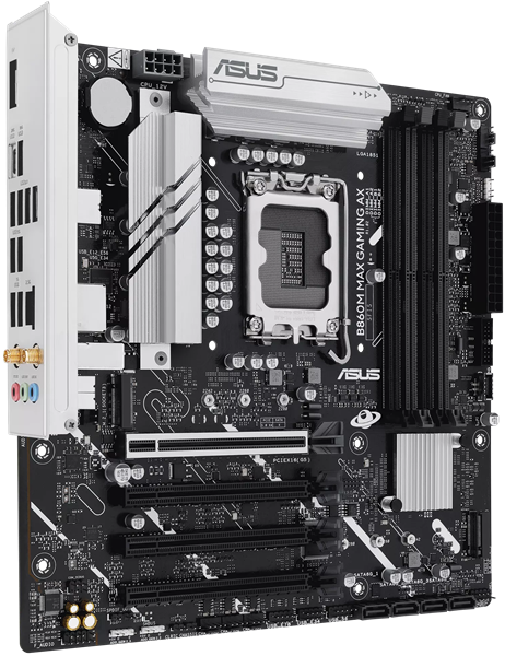Материнская плата ASUS B860M MAX GAMING AX, LGA1851, B860, 4*DDR5, 4*SATA, 3*M.2, 4*USB 3.2, 4*USB 2.0, Type-C, 2*PCIx16, DP, mATX; 90MB1JZ0-M0EAY0