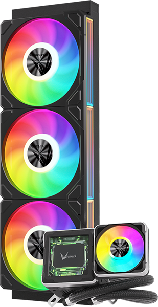 Система водяного охлаждения Formula V Line Cryo Wing Digi 360 BK, 360mm, LCD 2.73", 3x120mm, ARGB fans, LGA115X/1200/1700/1851/1366/2011/2066, AM3/AM4/AM5/Ryzen3/Ryzen5/Ryzen7/Threadripper/RT4