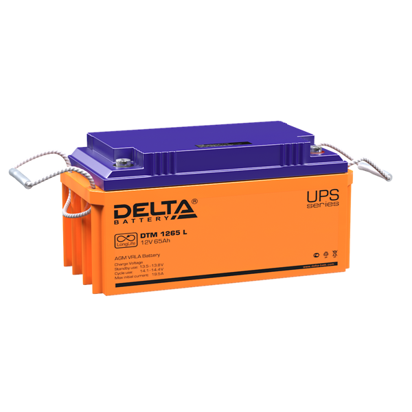 Аккумуляторная батарея Delta Аккумуляторная батарея для ИБП DTM 1265 L (12V / 65Ah) AGM, 12 лет (4614010640012)