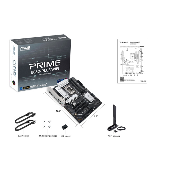 Материнская плата ASUS PRIME B860-PLUS WIFI, LGA1851, B860, 4*DDR5, 4*SATA, 2*M.2, 3*USB 3.2, 4*USB 2.0, Type-C, 5*PCIx16, DP+HDMI, ATX; 90MB1K50-M0EAY0