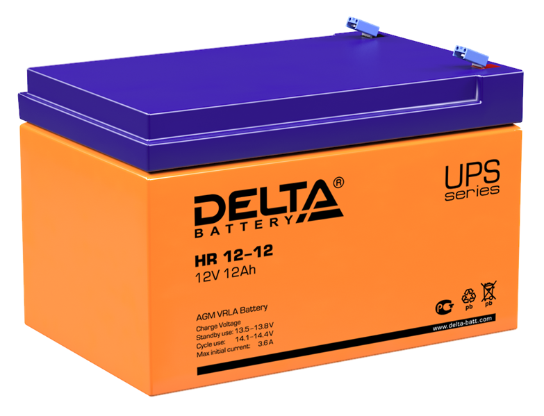 Аккумуляторная батарея Delta Аккумуляторная батарея для ИБП HR 12-12 (12V / 12Ah) (4614010180001)