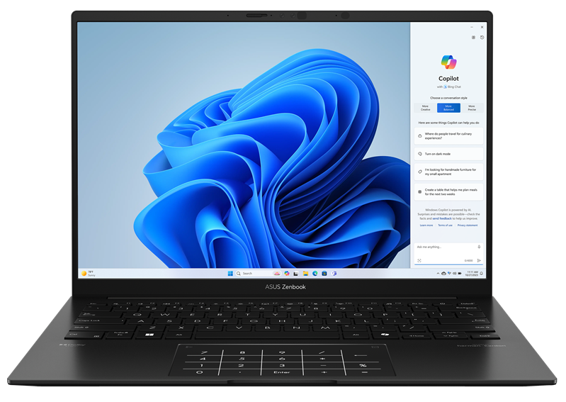 ASUS Zenbook 14 OLED UM3406HA-QD015W AMD Ryzen 7 8840HS /LPDDR5X 16GB/1TB M.2 SSD/14" OLED WUXGA BEND GLARE//WIN11 HOME/ Black/1,28Kg/RU_EN_Keyboard