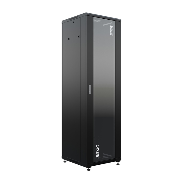Телекоммуникационный шкаф (4400) Бастион SKAT TB-22R660GF-B Телекоммуникационный шкаф 22U/600x600мм/Пд-стекло/Зд-металл/RAL9005/47,5кг/1.5 л.г