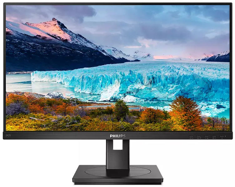 23,8" Philips 242S1AE 1920x1080 75Гц IPS LED 16:9 4ms D-Sub DVI HDMI DP 50M:1 1000:1 178/178 250cd HAS Pivot Tilt Swivel Speakers Black