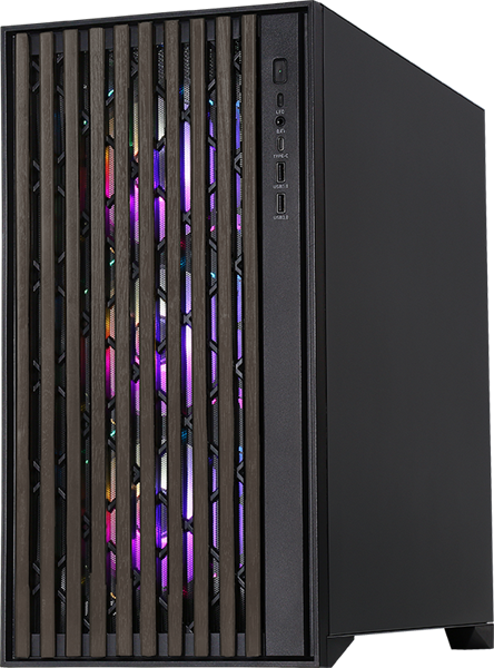 корпус Formula V Line TimberLine T0 Black, ATX, wood+plastic front, TYPE-C*1, USB3.0*2, FRONT 3x120mm FRGB, REAR 1x120mm FRGB